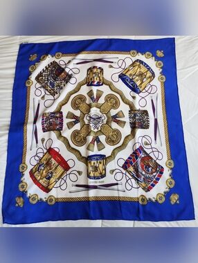 Hermes "Les Tambours" Carre 90 Silk Scarf